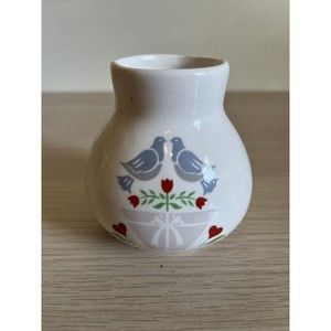 Bird And Heart Folk Art Small Vase - 3.5” Tall